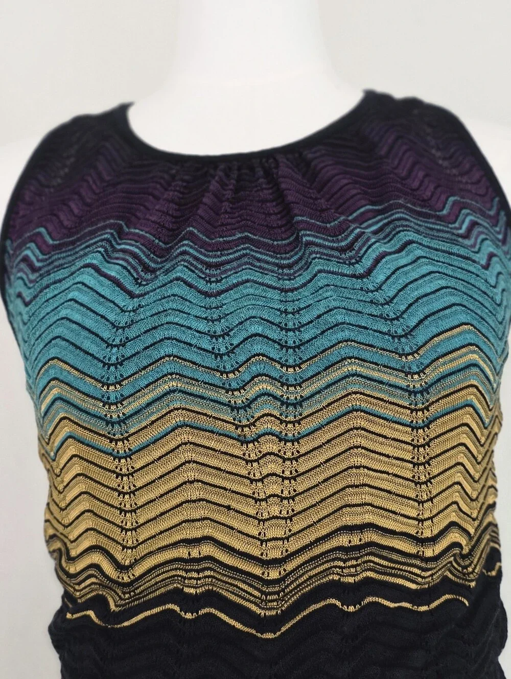 Vtg Missoni M Chevron Zig-Zag Sleeveless Knit Dress Colorblock Size IT 44 - Picture 11 of 12